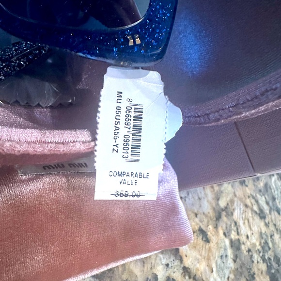 New in box with tag ๐ Miu Miu Core Collection MU 05US Glitter Blue sunglasses - Picture 4 of 4